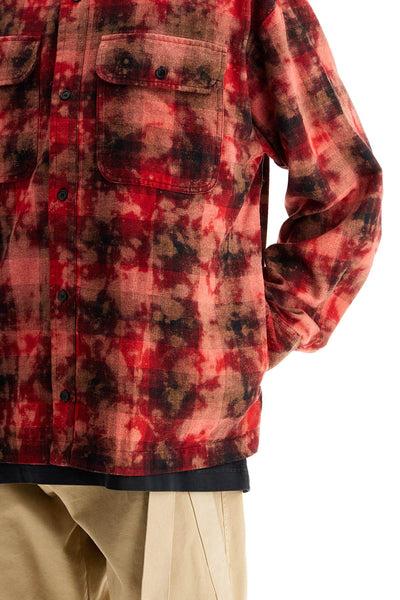 "flannel shirt with curved logo PMGE043F24FAB001 RED OFF WHITE