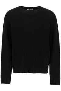 wool sweater with logo intarsia PMHE027C99KNI001 BLACK WHITE