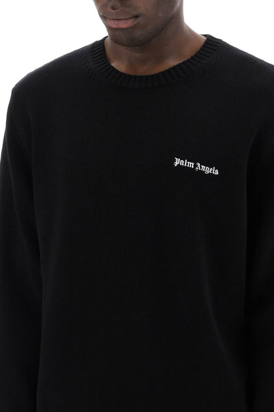 embroidered logo pullover PMHE027S24KNI001 BLACK OFF WHITE