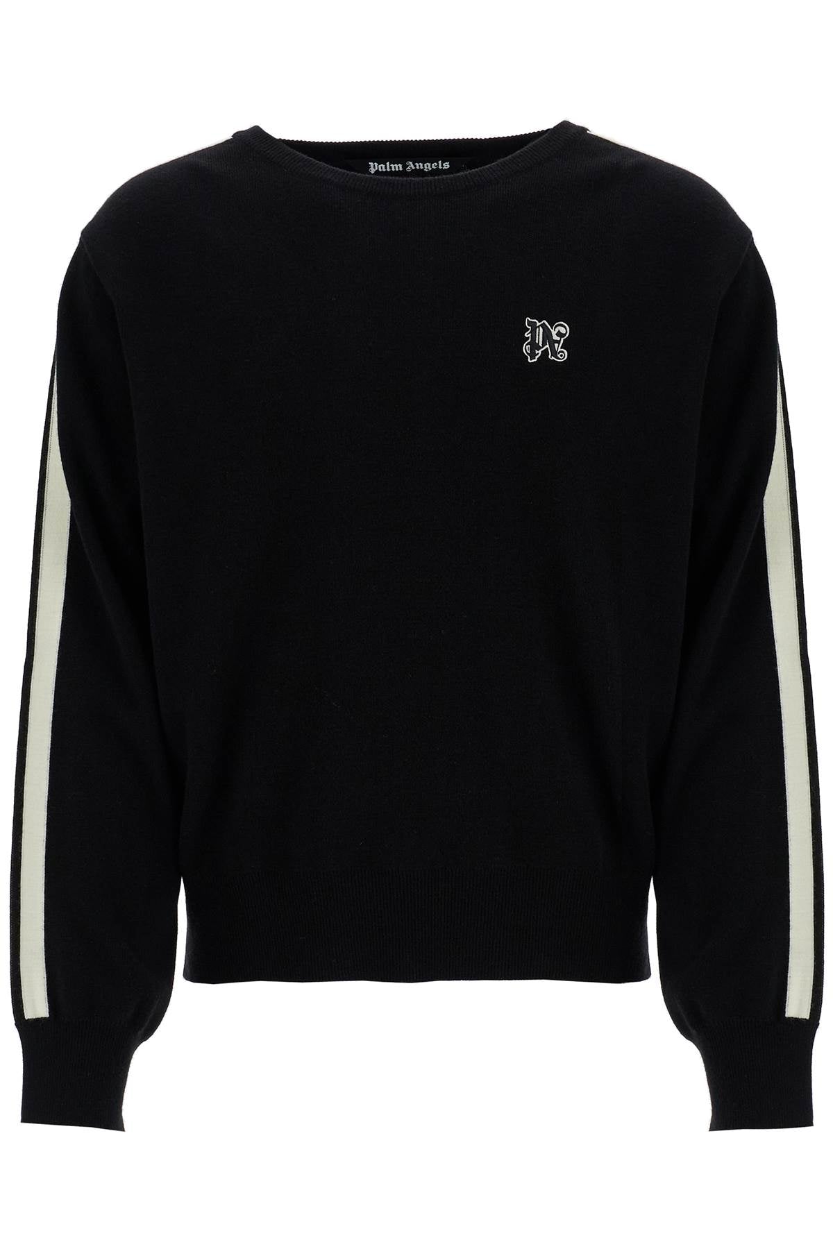 track band pullover sweater with PMHE075F24KNI001 BLACK OFF WHITE