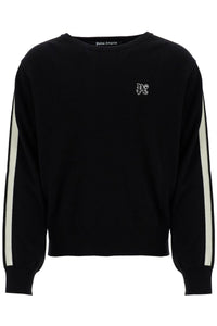 track band pullover sweater with PMHE075F24KNI001 BLACK OFF WHITE