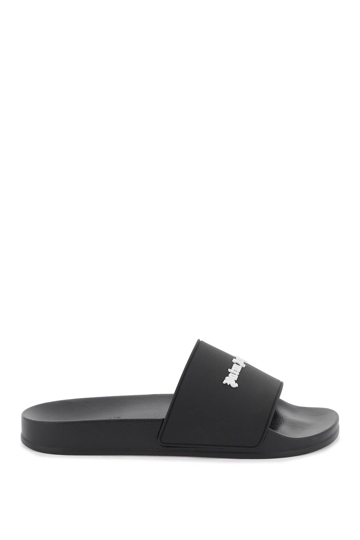 rubber monogram slides PWIC010S24MAT001 BLACK WHITE