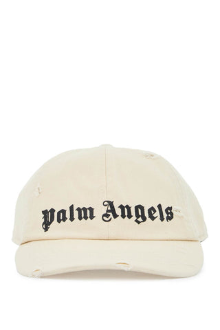 distressed baseball cap with logo PMLB104F24FAB003 OFF WHITE BLACK