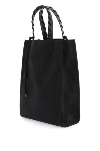 embroidered logo tote bag with PMNA074S24FAB001 BLACK WHITE