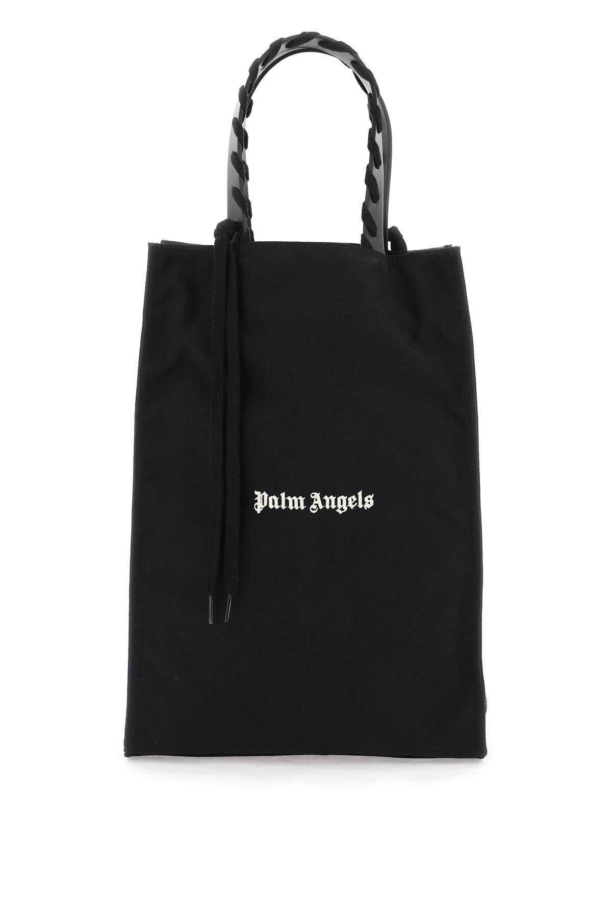 embroidered logo tote bag with PMNA074S24FAB001 BLACK WHITE