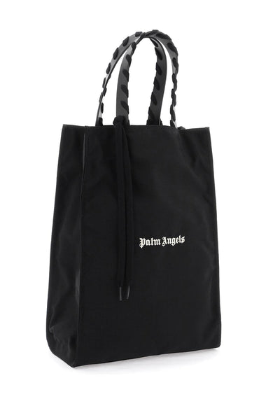 embroidered logo tote bag with PMNA074S24FAB001 BLACK WHITE