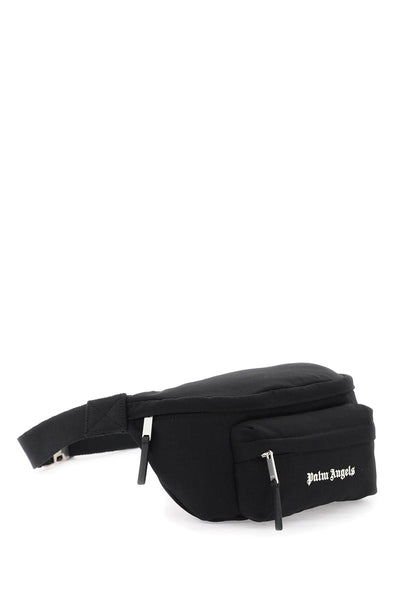 canvas waist bag with embroidered logo. PMNO009S24FAB001 BLACK WHITE