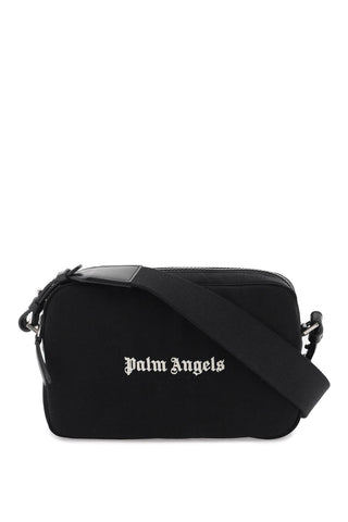 embroidered logo camera bag with PMNQ010S24FAB001 BLACK WHITE