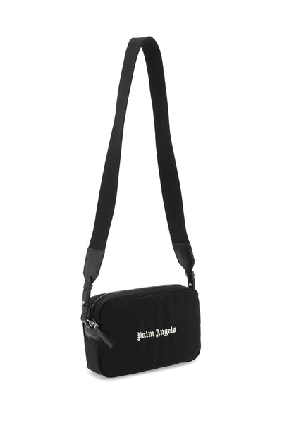 embroidered logo camera bag with PMNQ010S24FAB001 BLACK WHITE