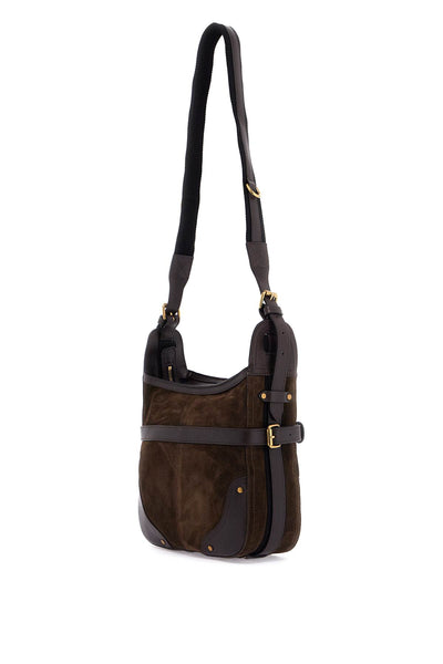 small sierra suede hobo bag in leather. PP0245FA B4C02M BRONZE