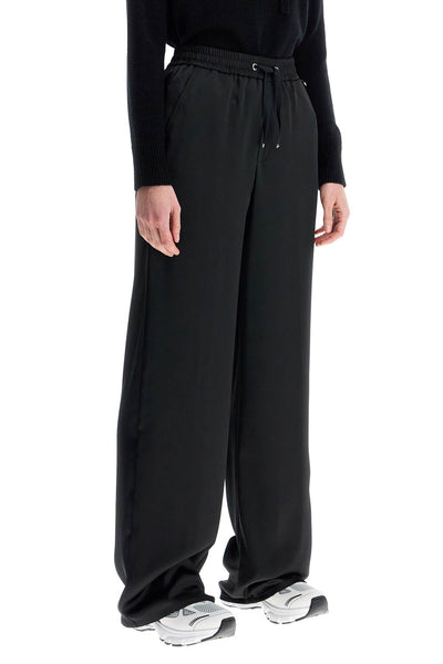 wide leg high waist black satin trousers for women PT000008D 12506 NERO