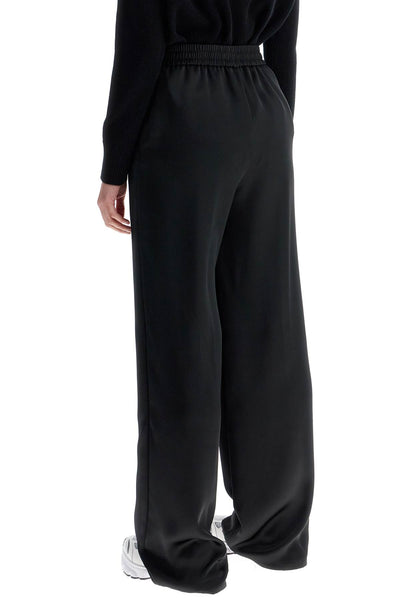 wide leg high waist black satin trousers for women PT000008D 12506 NERO