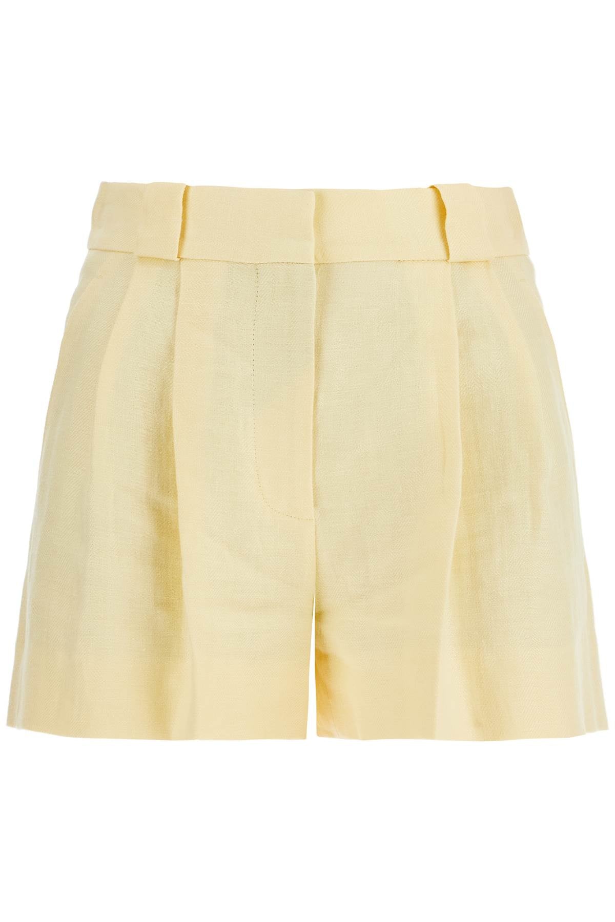 light yellow high-waisted linen shorts PTEPA01 CLA BUTTER