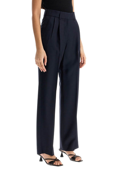 navy blue virgin wool and mohair high-waisted pants PTMPA01 FC ESSE NAVY