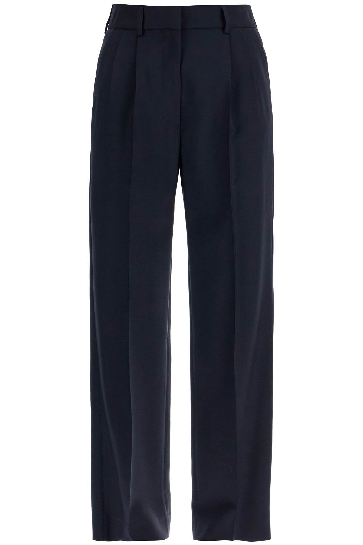 navy blue virgin wool and mohair high-waisted pants PTMPA01 FC ESSE NAVY