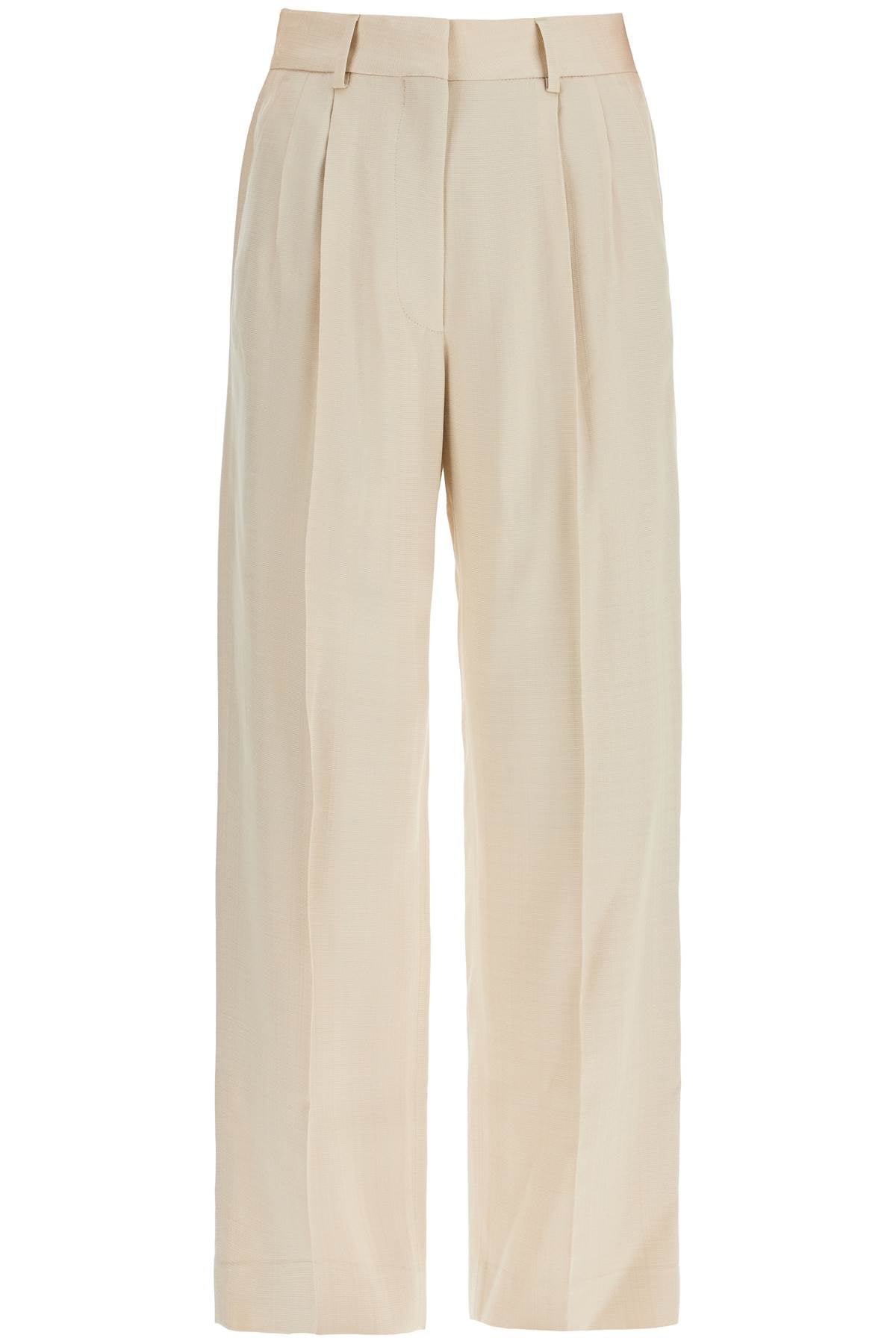 ivory viscose pants with embroidered pocket PTMPA01 SEE IVORY