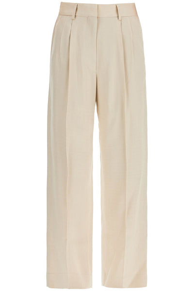 ivory viscose pants with embroidered pocket PTMPA01 SEE IVORY