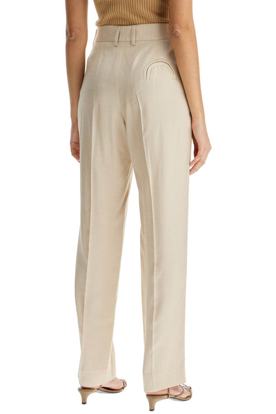 ivory viscose pants with embroidered pocket PTMPA01 SEE IVORY