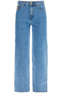 light blue cotton jeans with distinctive embroidery PTPJE01 E DN ESSE MAYA