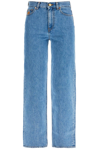 light blue cotton jeans with distinctive embroidery PTPJE01 E DN ESSE MAYA