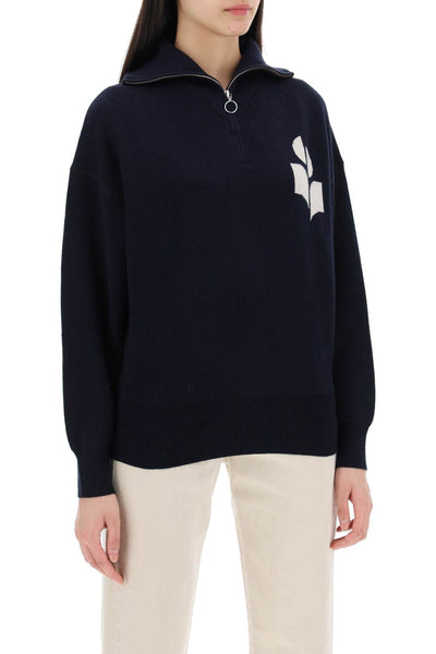 Isabel marant etoile azra sweater with jacquard  logo PU0008FA A1X04E MIDNIGHT