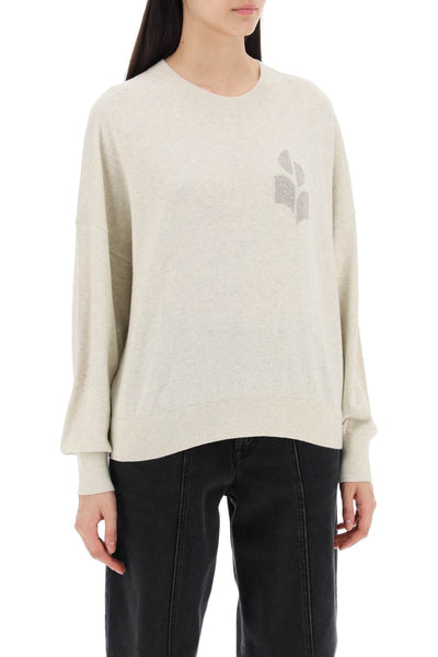 Isabel marant etoile marisans sweater with lurex logo intarsia PU0053FA A1L59E BLACK SILVER