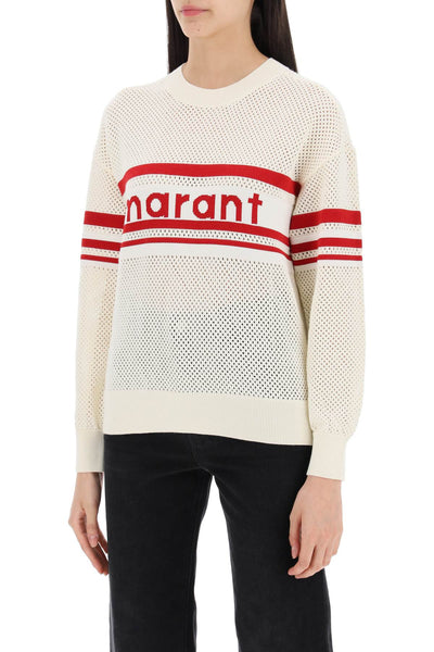 Isabel marant etoile "arwen logo perforated knit pullover PU0407FA B1L10E ECRU