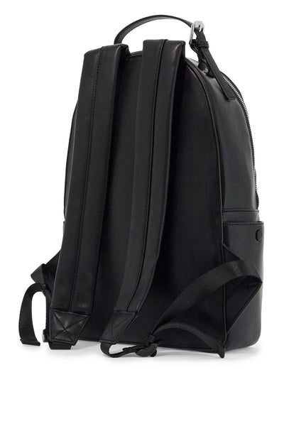 black unisex backpack in polyurethane with adjustable straps PUAAT H62224 LZZ BLACK