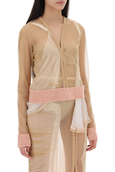 "transparent tulle top by public PUBLIC IMAGE CARDIGAN NUDE