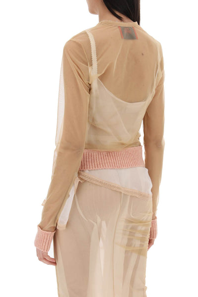 "transparent tulle top by public PUBLIC IMAGE CARDIGAN NUDE