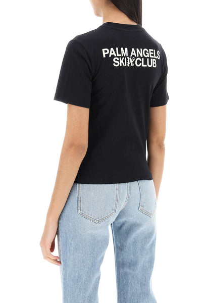 palm angels ski club t-shirt PWAA044R24JER002 BLACK WHITE