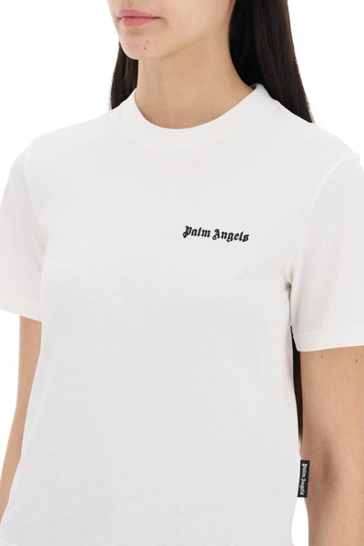 "round-neck t-shirt with embroidered PWAA044S24JER001 OFF WHITE BLACK