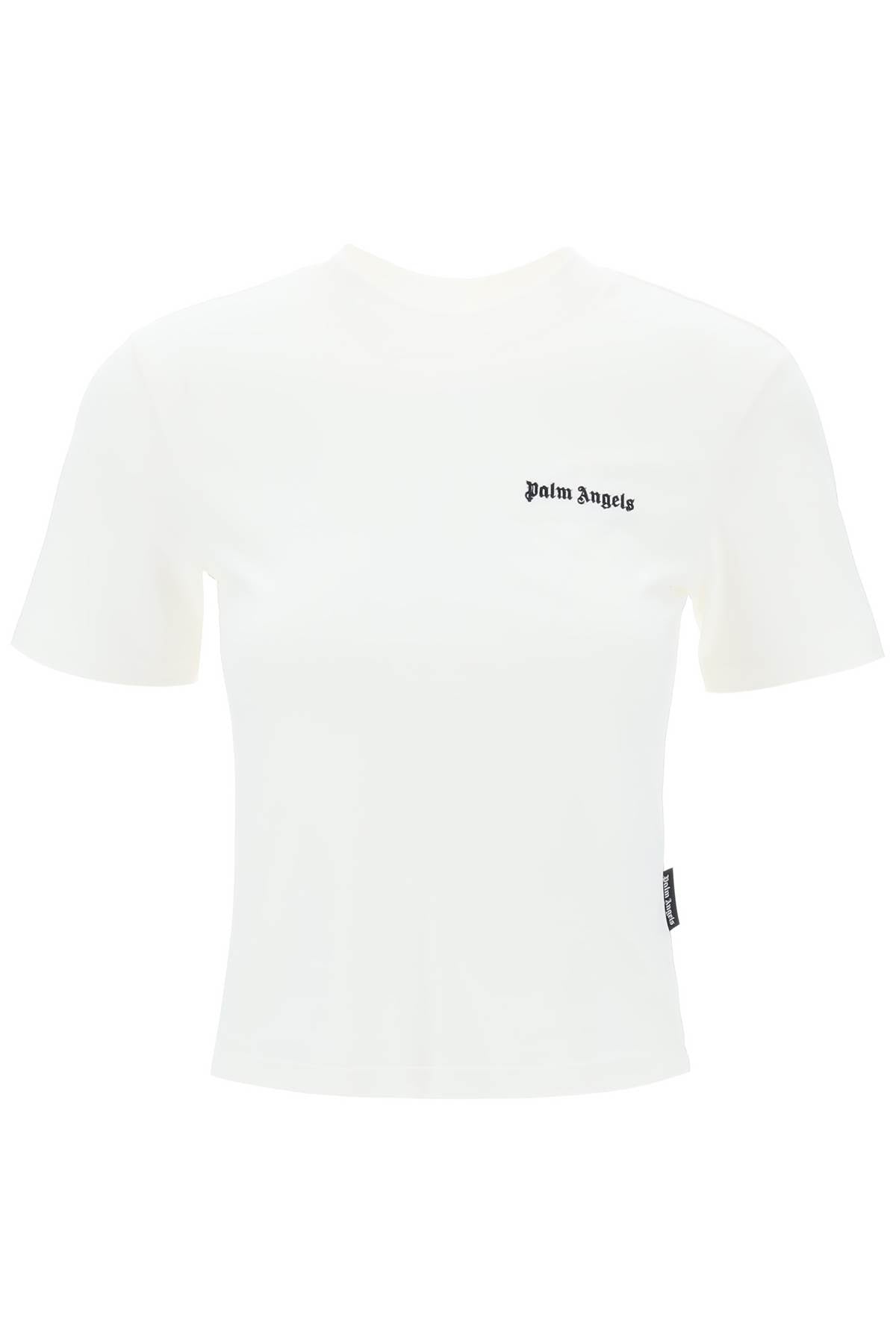 "round-neck t-shirt with embroidered PWAA044S24JER001 OFF WHITE BLACK