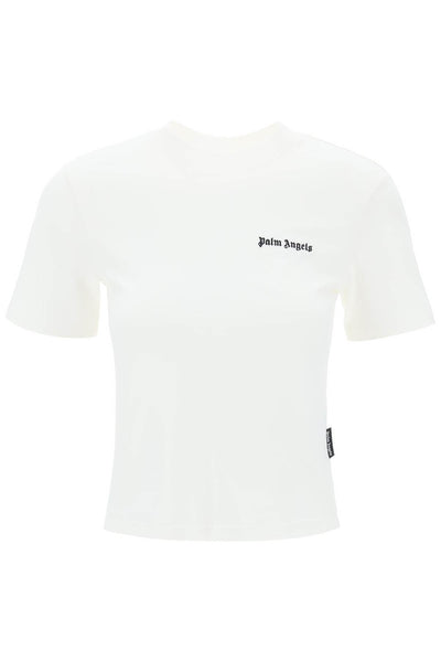 "round-neck t-shirt with embroidered PWAA044S24JER001 OFF WHITE BLACK