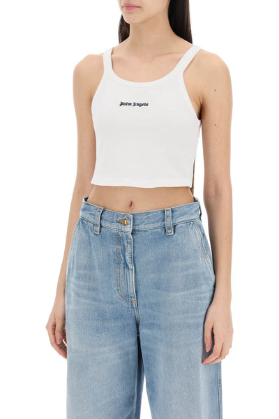 embroidered logo crop top with PWAD060S24FAB002 OFF WHITE BLACK