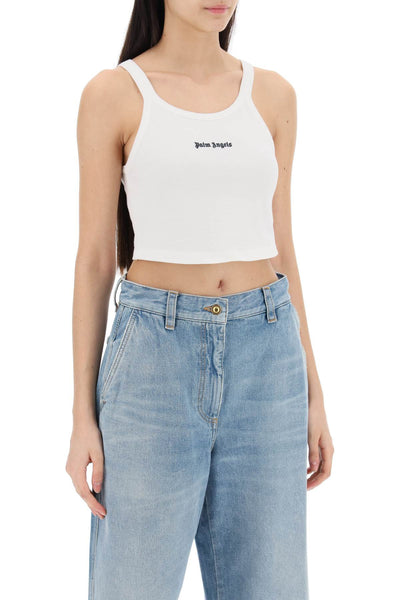 embroidered logo crop top with PWAD060S24FAB002 OFF WHITE BLACK