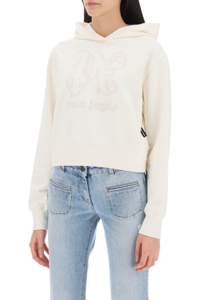 cropped hoodie with monogram embroidery PWBB069R24FLE001 OFF WHITE OFF WHITE