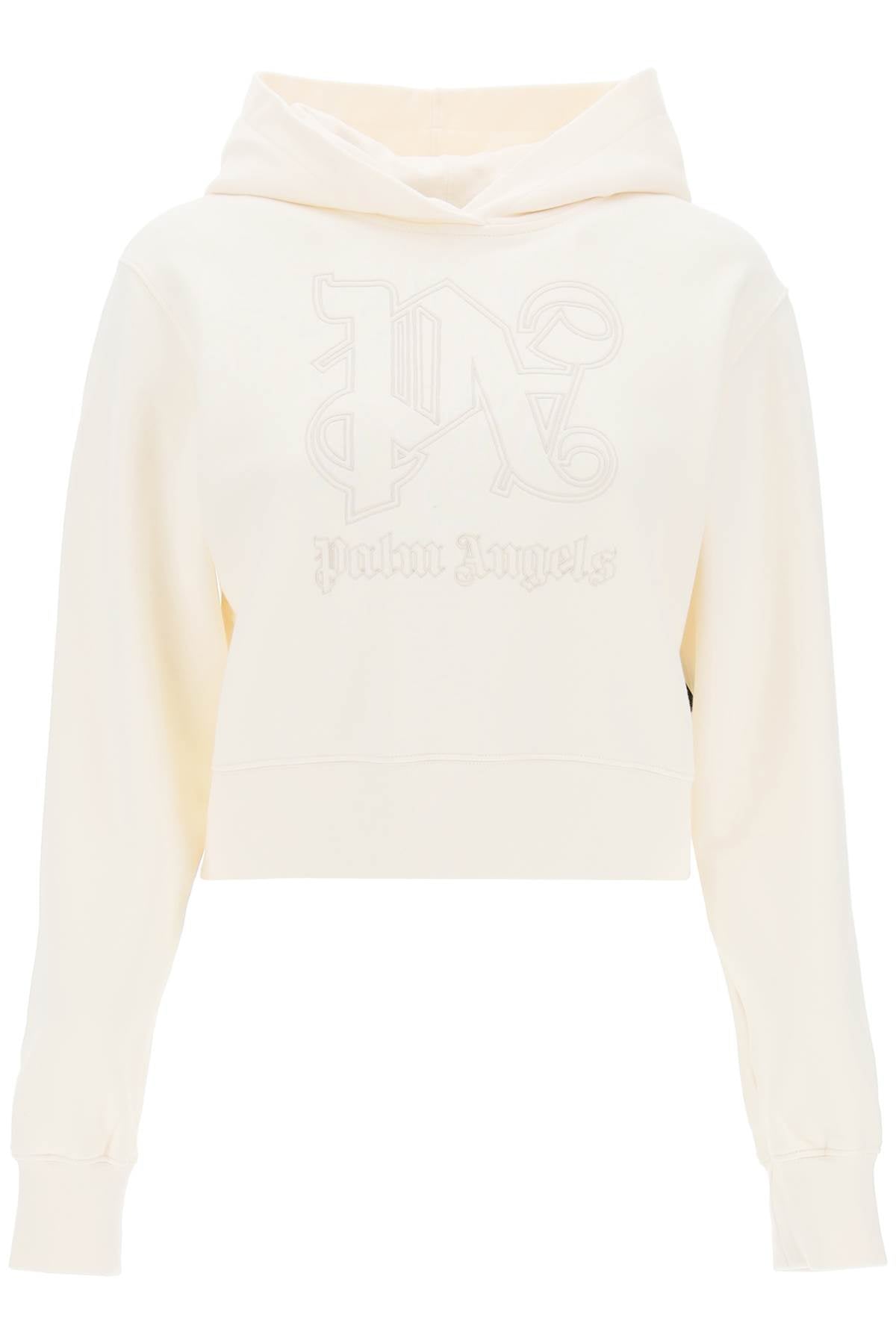 cropped hoodie with monogram embroidery PWBB069R24FLE001 OFF WHITE OFF WHITE