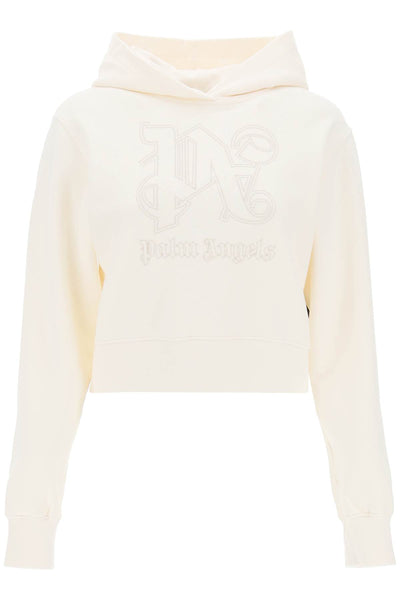 cropped hoodie with monogram embroidery PWBB069R24FLE001 OFF WHITE OFF WHITE