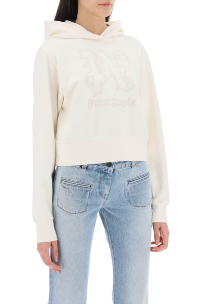 cropped hoodie with monogram embroidery PWBB069R24FLE001 OFF WHITE OFF WHITE