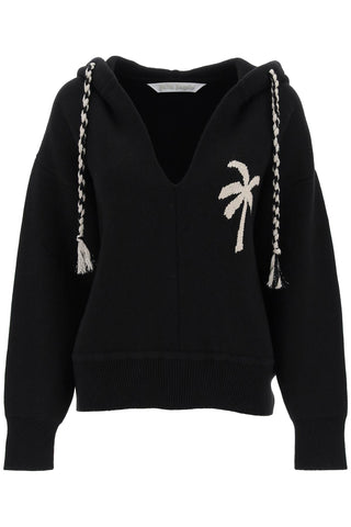 palm knitted hoodie PWHU008R24KNI002 BLACK BLACK