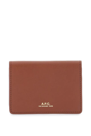 A.p.c. leather stefan card holder PXAWV F63449 NOISETTE