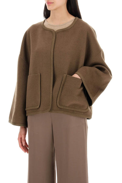 double-faced wool jacquie jacket in italian Q71888018 SHITAKE