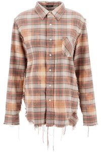 frayed flannel shirt R13WR008 R389B BLEACHED ORANGE PLAID