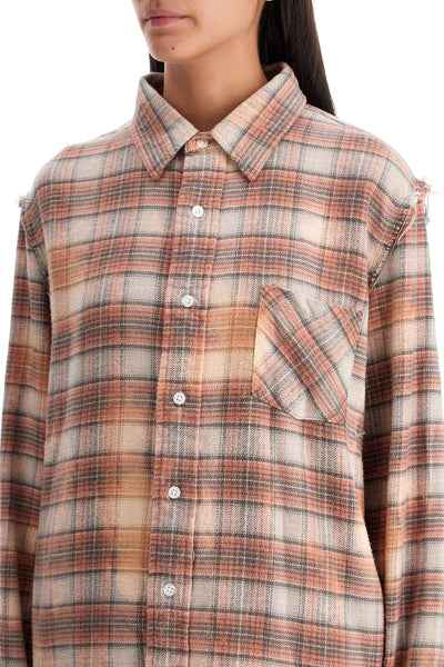 frayed flannel shirt R13WR008 R389B BLEACHED ORANGE PLAID