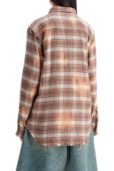 frayed flannel shirt R13WR008 R389B BLEACHED ORANGE PLAID