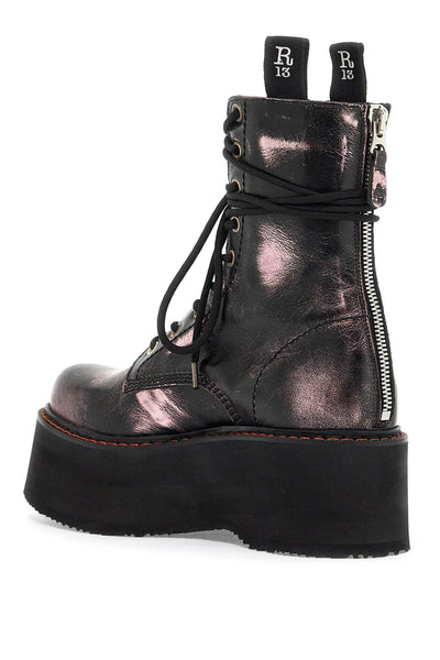 "double stack laminated leather an R13WS026 S135A DISTRESSED BLACK WITH PINK