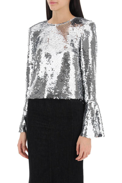 Self portrait sequined cropped top RS24 107T SL SILVER