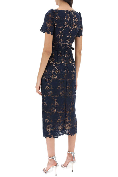 Self portrait guipure lace dress with diamanté buttons RS24 126M BL NAVY