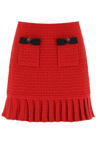 Self portrait knitted mini skirt with diamanté buttons RS24 150SK R RED